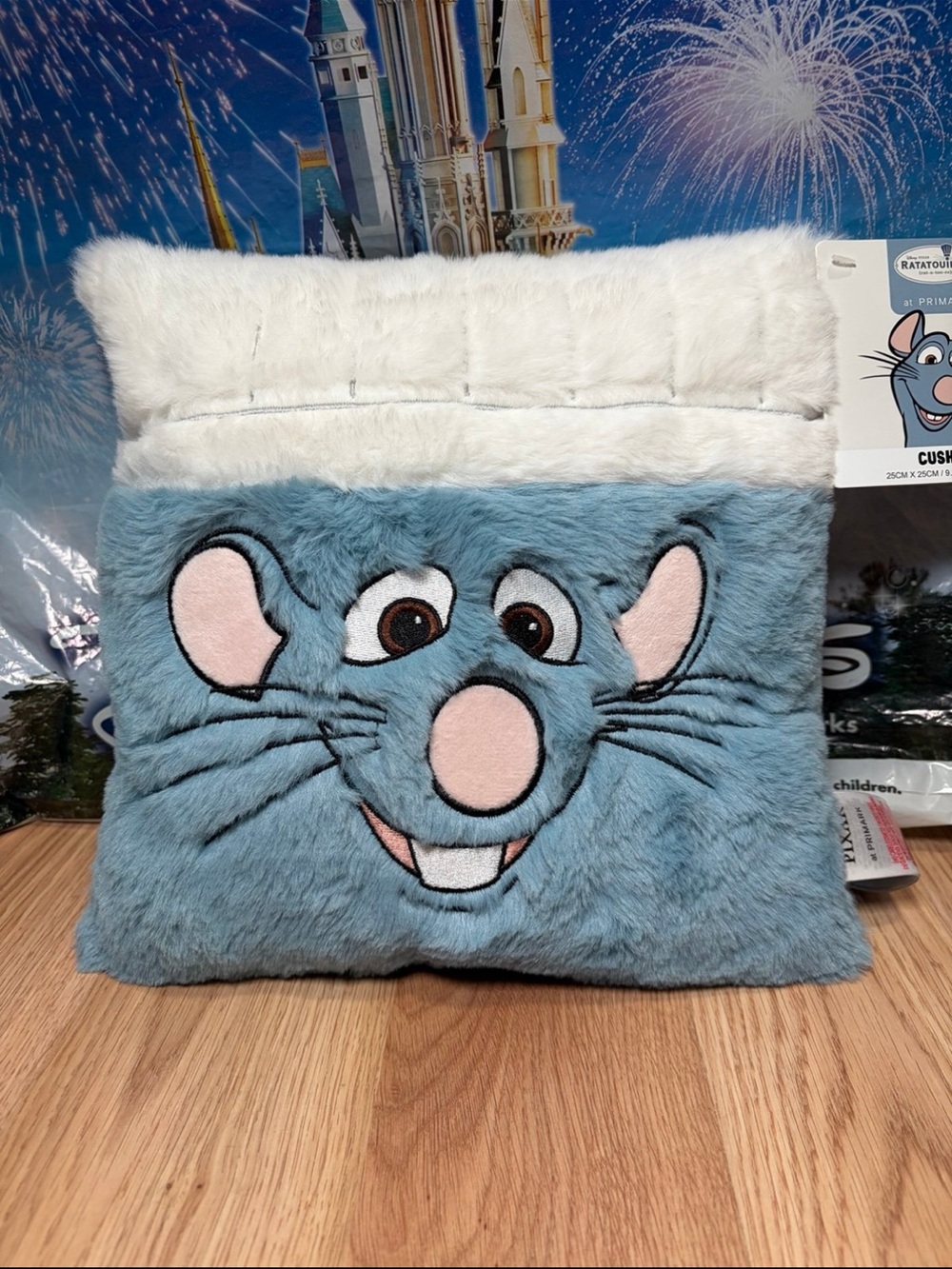 Disney Pixar Ratatouille Remy Plush Faux Fur Throw Pillow Cushion *Primark*-NEW